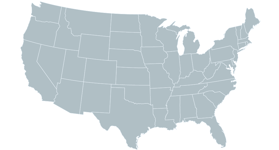 Map of the United States highlighting moving service areas.